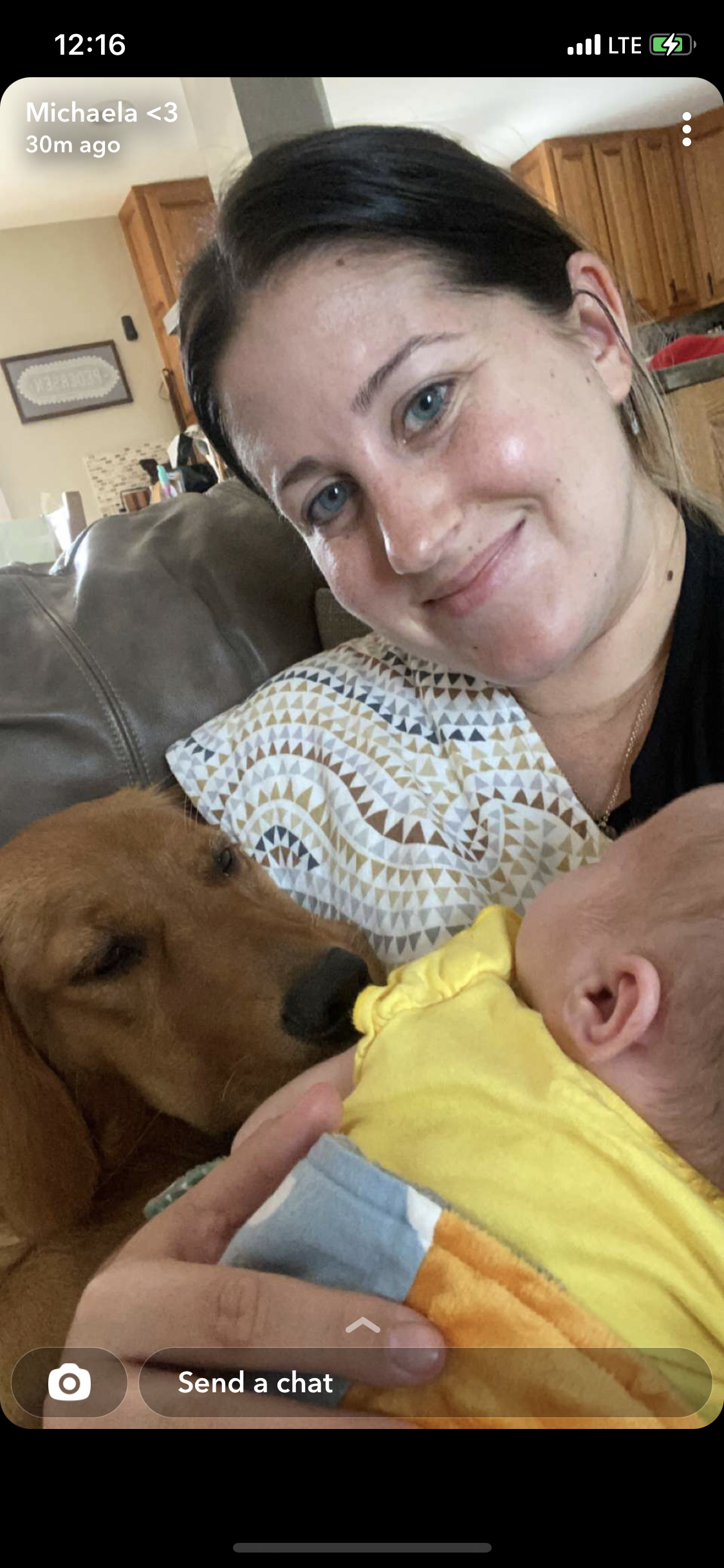 Me laying with Wren.